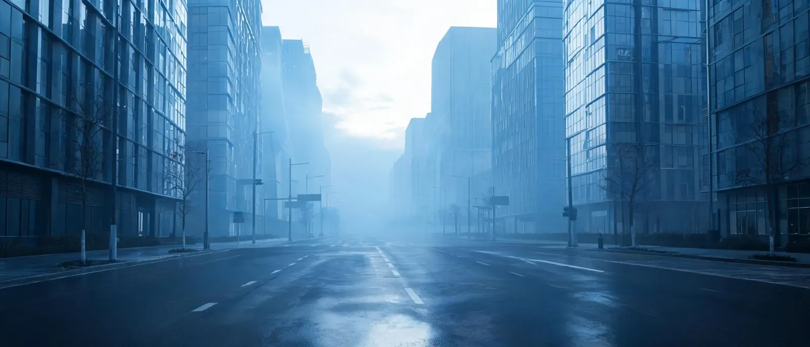清晨空曠的城市街道的照片